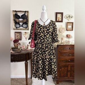 90's quirky whimsigoth floral babydoll dress